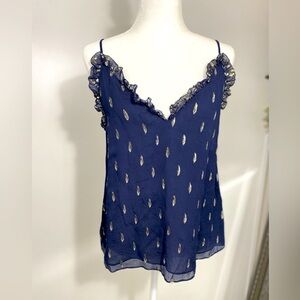 Rebecca Taylor Silk Metallic Tank Top Size 8 Medium